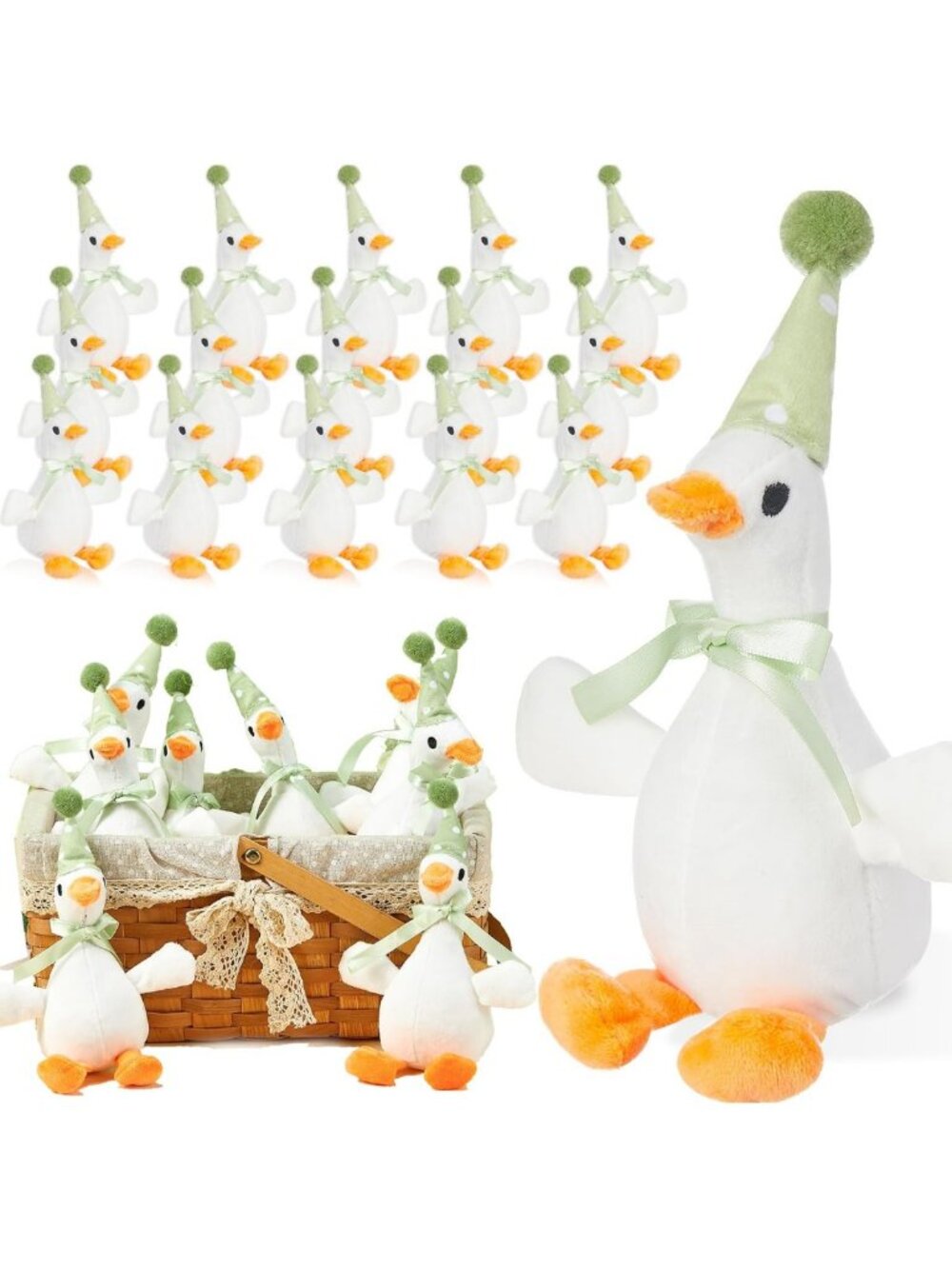 24 Pcs Adorable Green Silly Goose Plush Stuffed Animals - Cuddly & Fun!